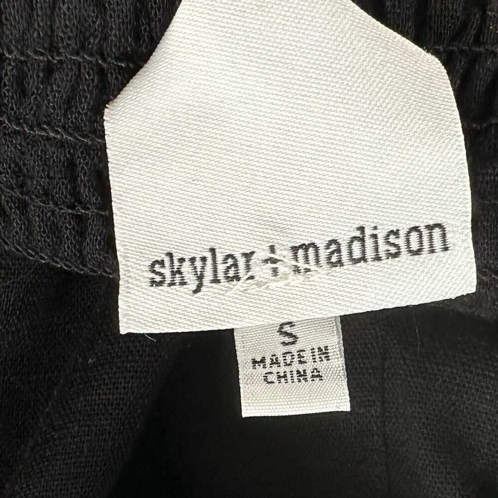 Skylar + Madison Jumpsuit S Linen Cotton Faux Button Front Halter Cropped Black - Picture 7 of 11